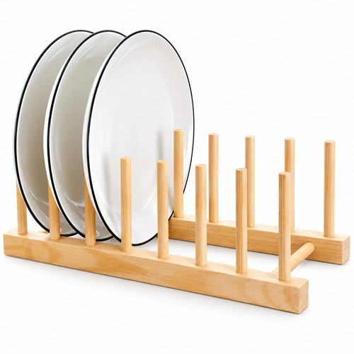 Wooden dish rack stand holder - dish,