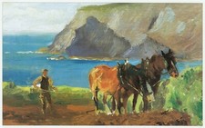Above the Cove, Cornwall, Lucy Kemp Welch horse print in 10 x 12 mount SUPERB