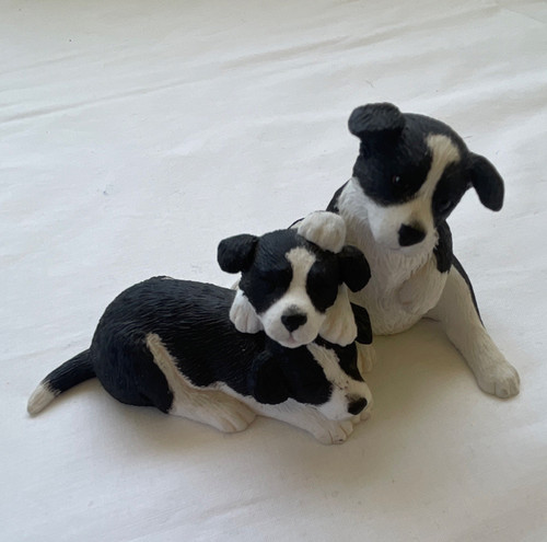 Black white resin dog - resin, &