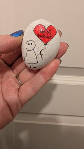 Hand painted pebble stick - hand,