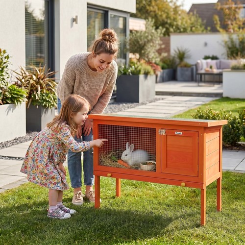 Pawhut rabbit hutch guinea - rabbit,
