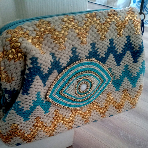 Embellished eye shoulder bag - embellished,