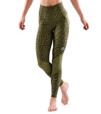 SKINS Womens Khaki Green Series 3 Long Tight Skyscraper Tights Size XS