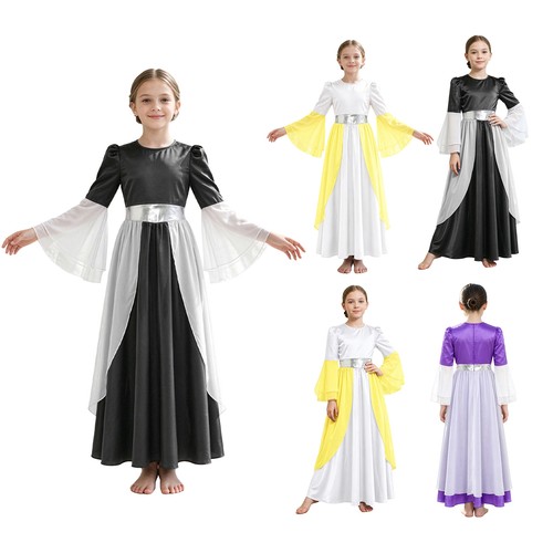 Girls dress flared sleeves - dress,