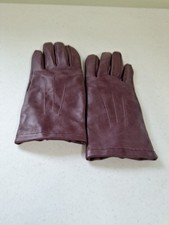 Marks And Spencer Dark Mulberry Leather Gloves Size M San34