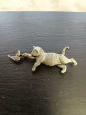 JJ Jonnette Cat Brooch Silver