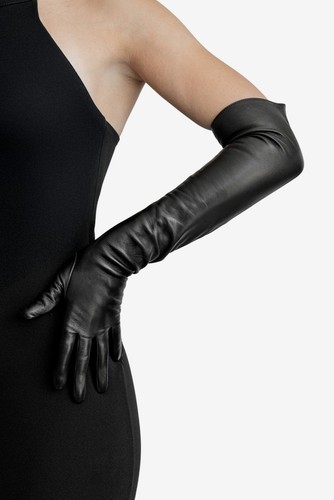 Long leather opera gloves - leather, |