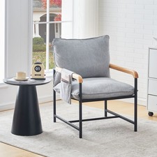 Grey Accent Chair with Metal