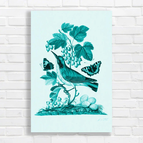 Vibrant botanical bird teal - vibrant,