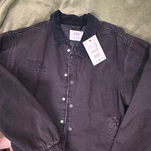 Zara black snap front jacket - snap-front,