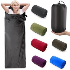 Ultra-Light Fleece Sleeping Bag Liner Warm Camping Travel Sheet Adult 180cm UK