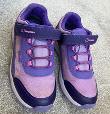 Berghaus Trainers pink purple textile fixed elasticated laces rip tape Pre loved