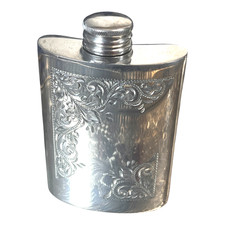 Vintage pewter hip flask - pewter,