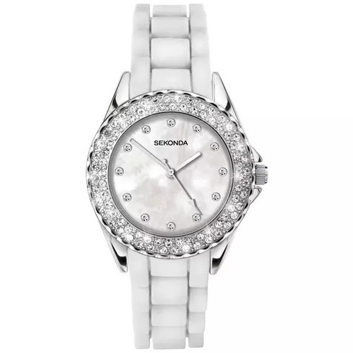 Sekonda ladies white stone set - white,