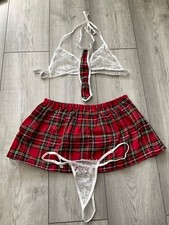 PREPPY PLAID SCHOOL UNIFORM SEXY FANCY DRESS, BRAND NEW..SIZE 12-16..LACE DETAIL