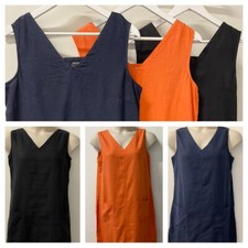 NEXT Ladies Twin Pocket Linen Blend V Neck Shift Dress 3 Colours Sizes 6-22