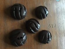 5 Vintage Brown Buttons – Bakelite/Celluloid Style – Sewing, Craft, Mixed Sizes