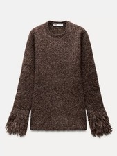 Zara Fringed Knit Sweater Size