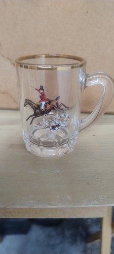 Vintage glass beer tankard fox - glass,