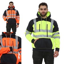 Hi Vis Viz Tablet Zips Hoodie Reflective Tape Band Top Phone Tablet & ID Pockets