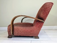 Halabala Rocking Armchair Original Red Upholstery 1930-1940 Delivery Available 