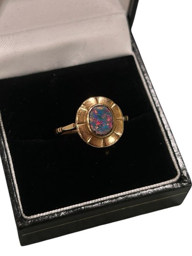 Vintage black opal ring - black, 9ct