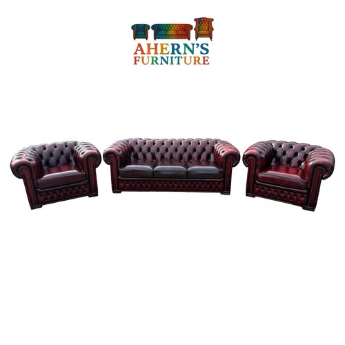 Oxblood leather chesterfield - oxblood,