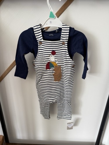 Navy striped dungaree - navy,