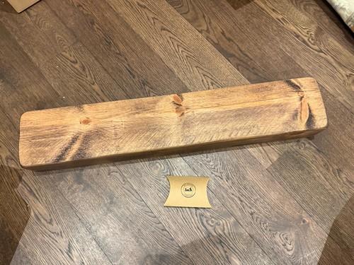 Walnut rustic floating mantel - rustic,