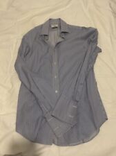 John Francomb Classic Non-Iron Striped Shirt Blue and White Button Up