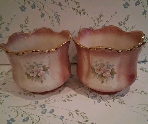 Vintage floral ceramic planter - ceramic,