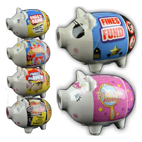 Ceramic pig piggy - pig, coins