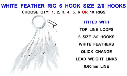 White feather rig hook 0 - 6,