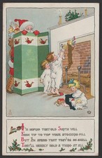 Santa Christmas Postcard Children Stockings Toys Tuck 1910s Artist Signed MBH
