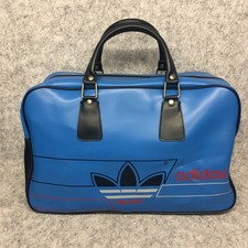 Vintage 1970s 80s Blue Adidas Peter Black Bowling Bag Gym Sports Retro Trefoil