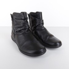 Hotter Women's Size UK 7 EXF Wide Whisper Black Leather Slouchy Ankle Boots