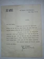 Jack Warner autograph letter