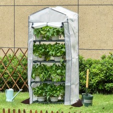 Portable 4-Tier Greenhouse Plant Grow House Shed w/ Clear Cover Outdoor 2 Color