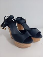 Shellys Of London Sandals Size 6 Wood Heel Leather Upper 5 In Heel Pole Dance