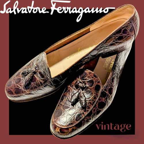 Vintage ferragamo brown faux - ferragamo,