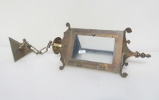 Antique Brass Ceiling Light Lantern Old Chain Rose French Triangle Vintage 25"H