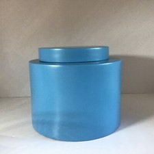 Habitat Matt Blue Bamboo Canister Decorative Wooden Storage Jar with Lid VGC