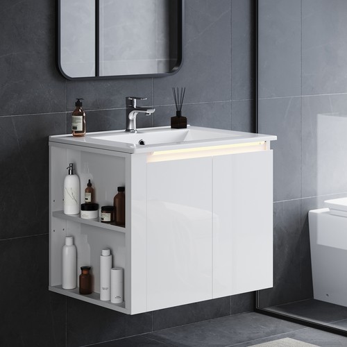 White bathroom vanity unit - bathroom,