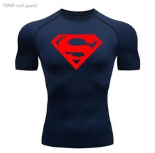 Super Man Gym Compression T-Shirt Workout Superhero Halloween 