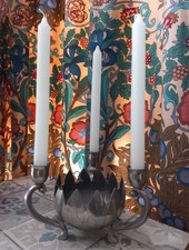 Vtg antique lotus candlestick - vtg,