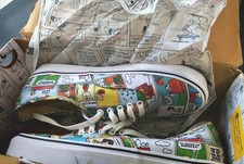 Peanuts Snoopy Charlie Brown Authentic Canvas Vans Lace Up UK Size 8.5 WITH BOX