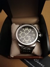 LA BANUS CHRONOGRAPH WATCH WITH SCREW IN CROWN GUARD BLACK LEATHER STRAP