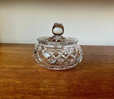 Stuart Crystal Lead Crystal Diamond Cut Trinket Dish Vanity Pot With Lid