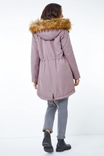 Roman Dusty Light Pink With Faux Fur Trim Padded Parka Coat Size 20