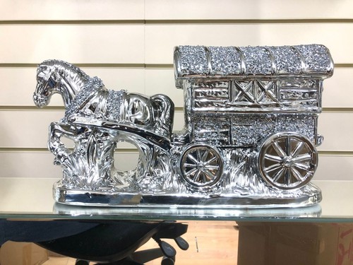 Crushed diamond silver horse - crushed,